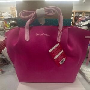 NWT Juicy Couture Hot Pink Tote with Light Pink Handles